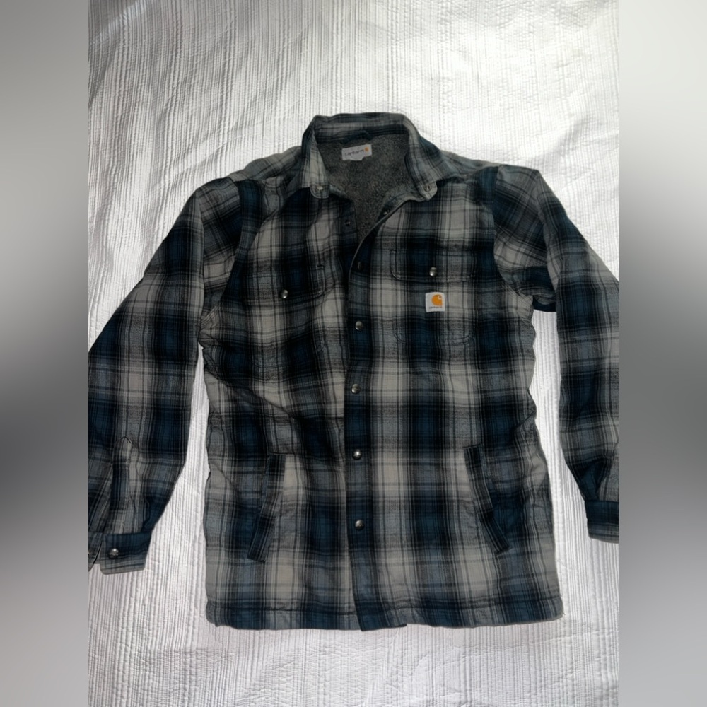 Carheartt relaxed fit flannel shirt jacket Sherpa lined